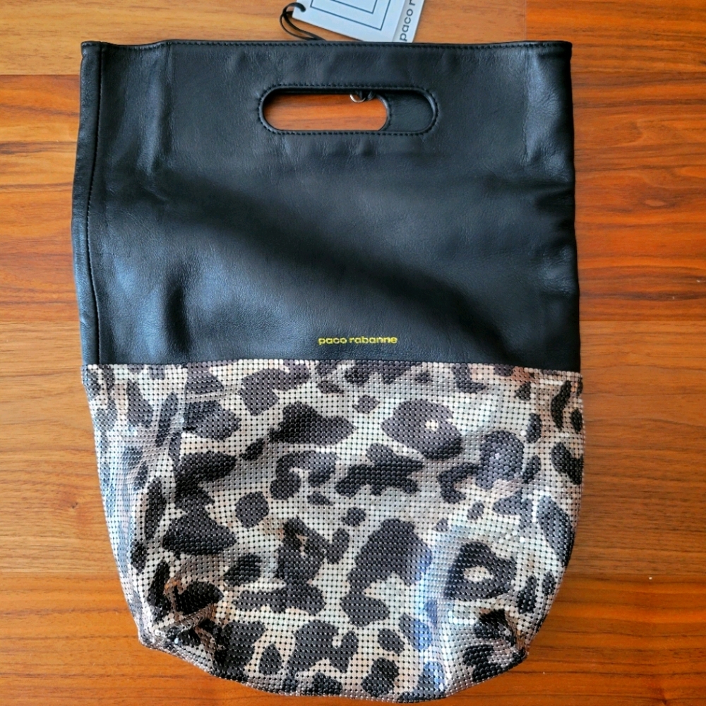 NWT Paco Rabanne Convertible Leather Tote Bag